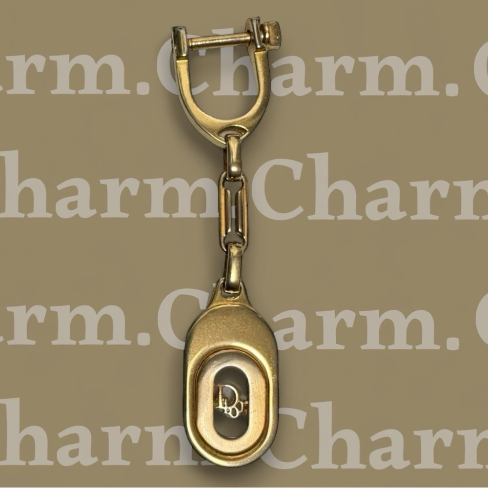 DIOR Gold Logo Pendant Bag Charm/Keychain, Vintage Authentic